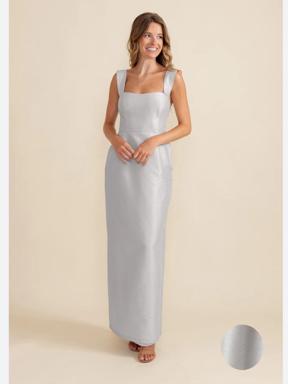 Lulakate Square-Neck Blue Satin Gown